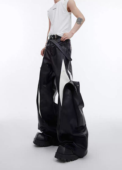 [Culture E] Monotone double ring silhouette grande leather pants CE0116