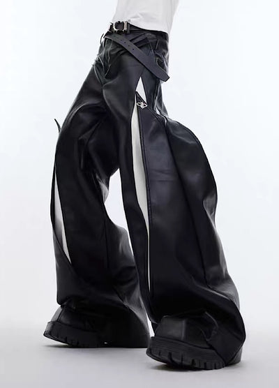 [Culture E] Monotone double ring silhouette grande leather pants CE0116
