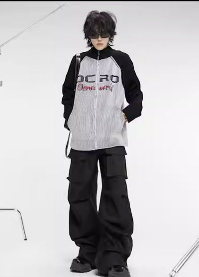 【0-croworld】Front initial logo basic line Ness knit sweater  CR0042