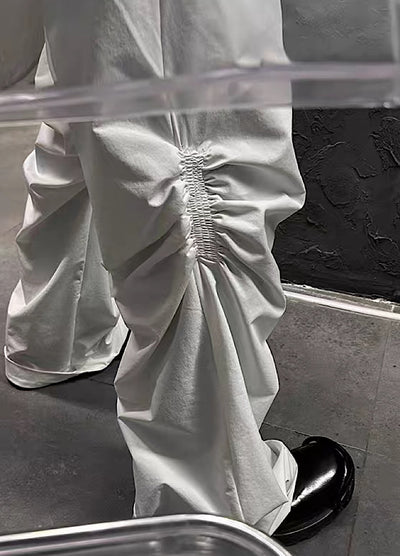 [Jmhomme] Multi-design silhouette white color cargo pants JH0017