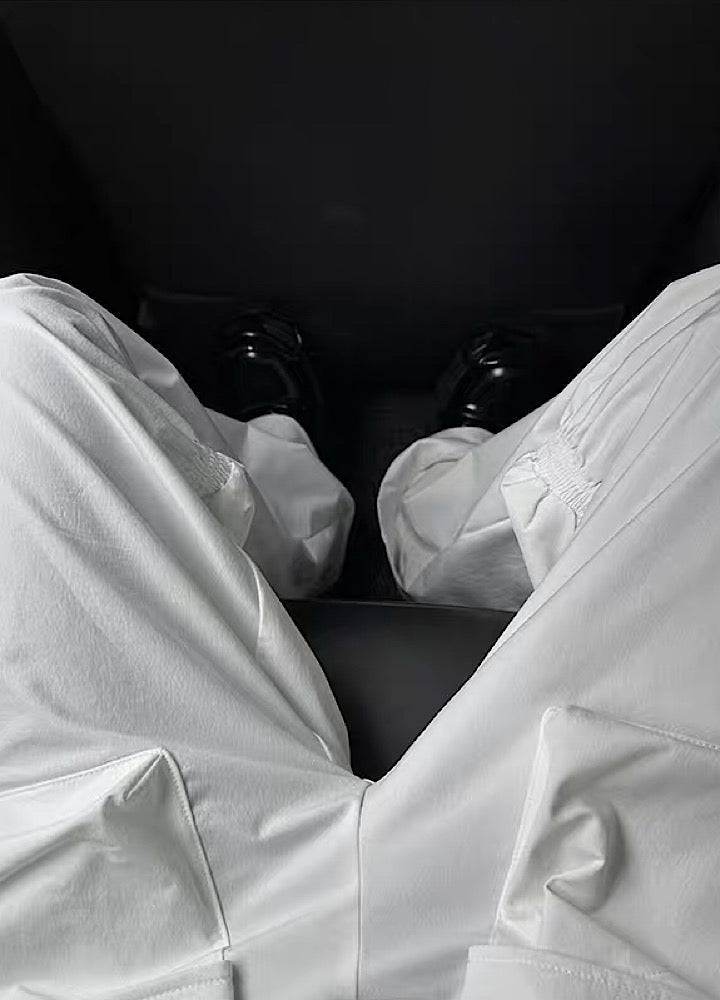 [Jmhomme] Multi-design silhouette white color cargo pants JH0017