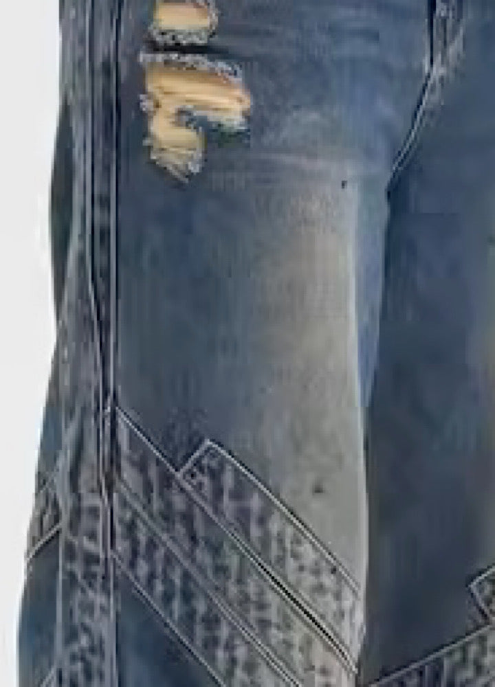 【0-croworld】Dudness Line Washed Design Denim  CR0044