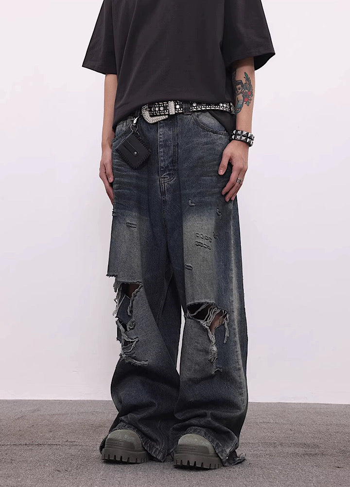[BTSG] Basic washed and distressed denim pants BS0013
