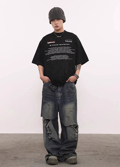 [BTSG] Basic washed and distressed denim pants BS0013
