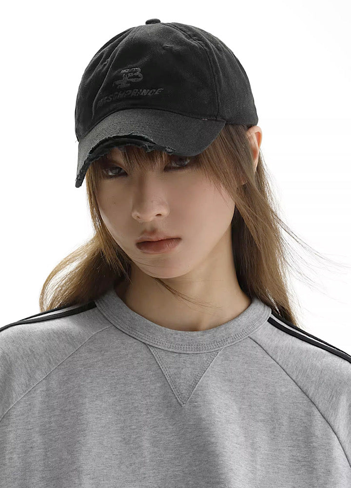 【MASONPRINCE】Tip damage simple logo type dark cap  MP0005