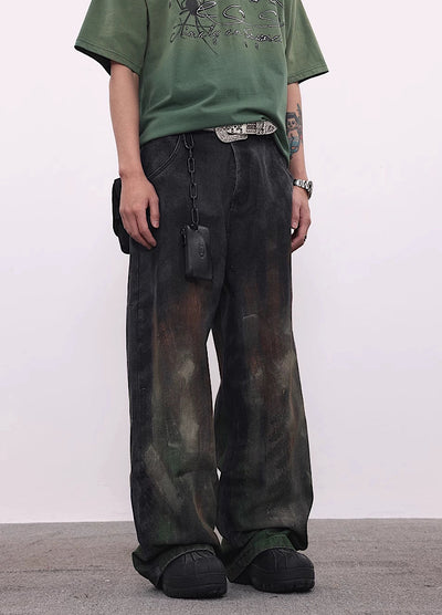 [BTSG] Dull and dirty design straight wide silhouette denim pants BS0016