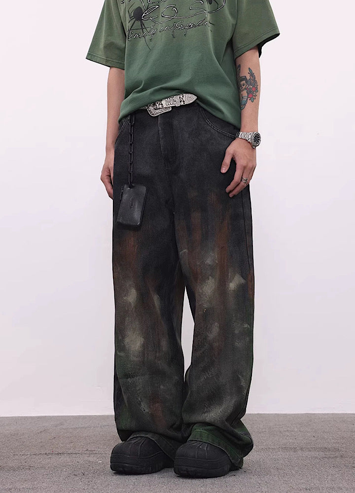 [BTSG] Dull and dirty design straight wide silhouette denim pants BS0016