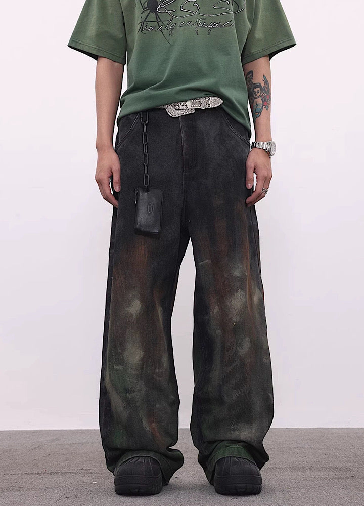 【BTSG】Dull and dirty design straight wide silhouette denim pants  BS0016