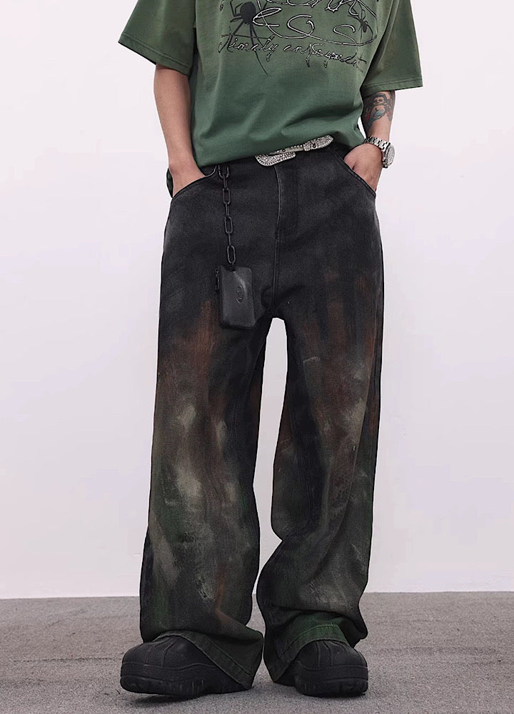 【BTSG】Dull and dirty design straight wide silhouette denim pants  BS0016