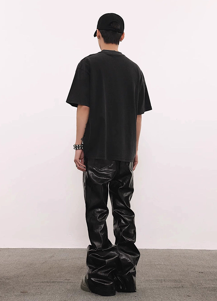 [BTSG] Leather design high waist classic pants BS0017