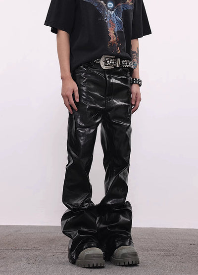 [BTSG] Leather design high waist classic pants BS0017