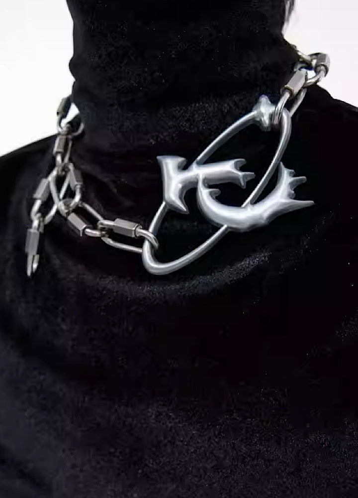 [Culture E] Brand logo simple design silver necklace CE0080