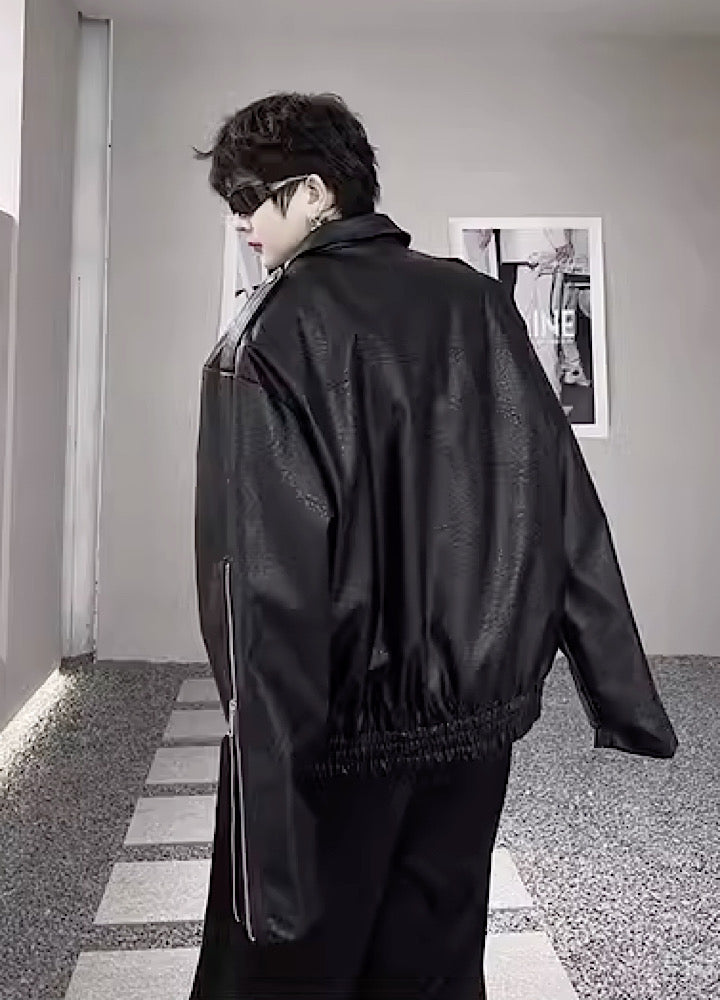 【Mr.city】Luxurious leather design regular silhouette jacket  MC0019