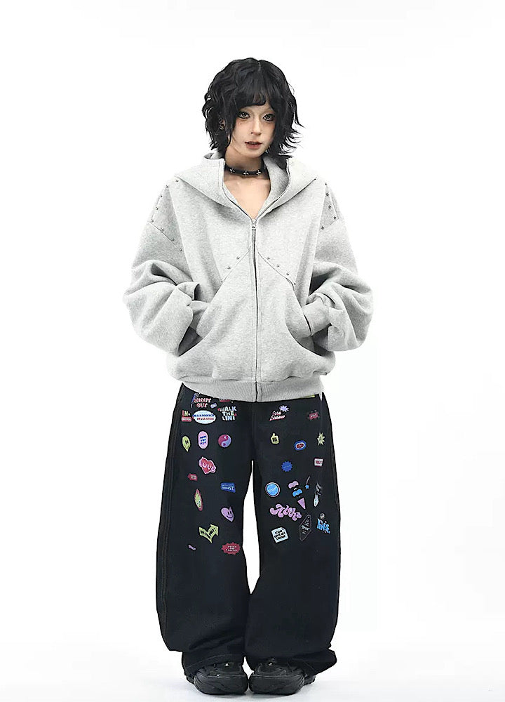 【OV】Devil Horn Design Overstitch Glow Hoodie  OV0003