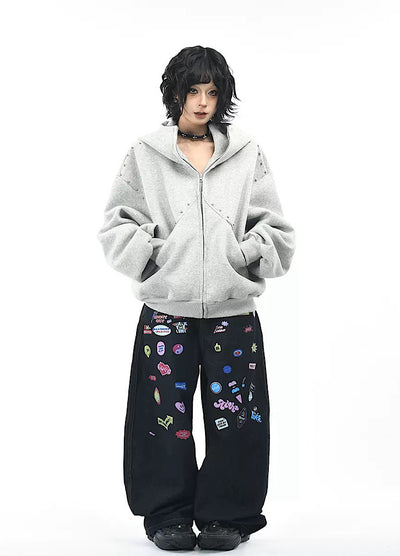 【OV】Devil Horn Design Overstitch Glow Hoodie  OV0003