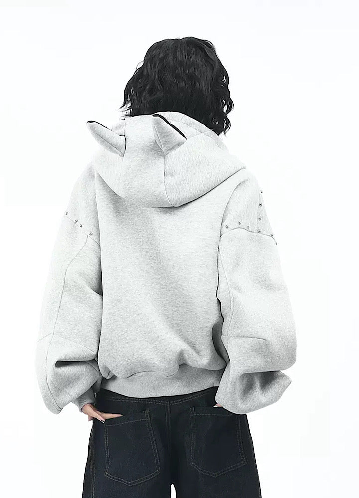 【OV】Devil Horn Design Overstitch Glow Hoodie  OV0003