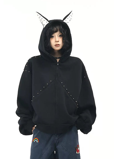 【OV】Devil Horn Design Overstitch Glow Hoodie  OV0003