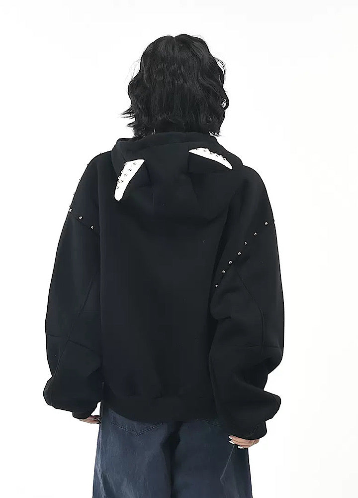 【OV】Devil Horn Design Overstitch Glow Hoodie  OV0003