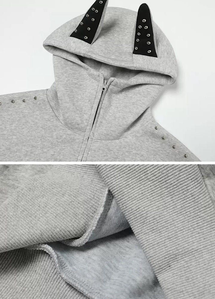 【OV】Devil Horn Design Overstitch Glow Hoodie  OV0003
