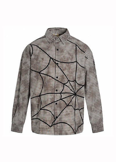 【OV】Spider web illustration design muted color long sleeve shirt  OV0004
