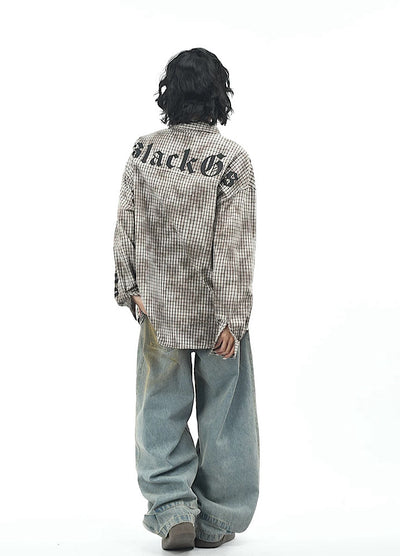 【OV】Spider web illustration design muted color long sleeve shirt  OV0004