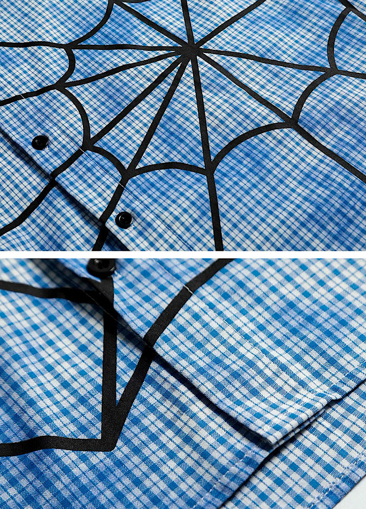 【OV】Spider web illustration design muted color long sleeve shirt  OV0004