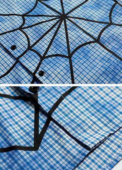 【OV】Spider web illustration design muted color long sleeve shirt  OV0004