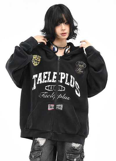 【OV】Wide over silhouette front design full zip hoodie  OV0007