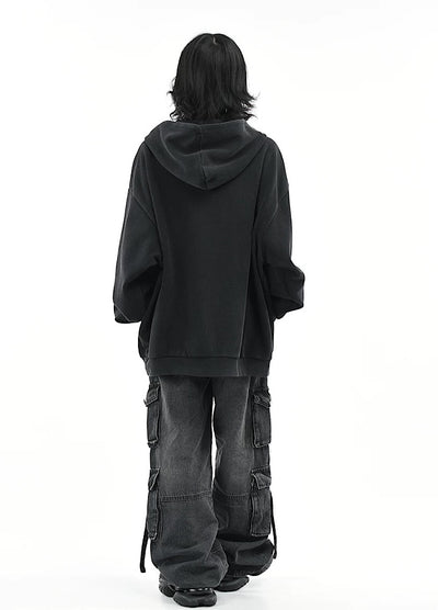 【OV】Wide over silhouette front design full zip hoodie  OV0007