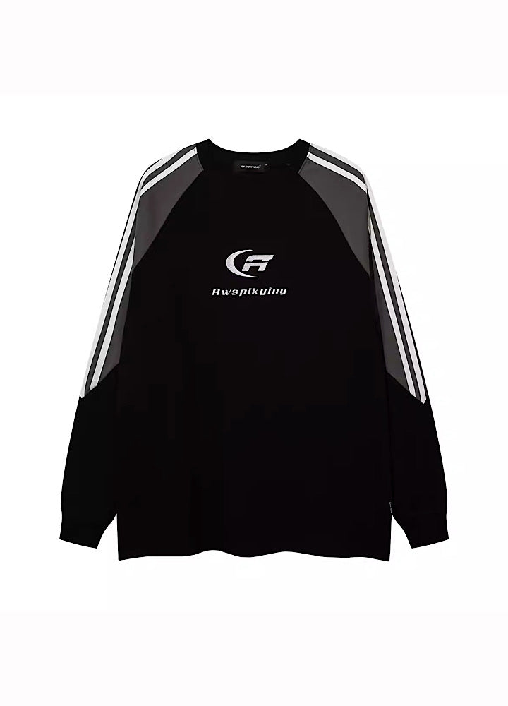【W3】Sporty Color Balance Casual Long Sleeve T-Shirt  WO0013