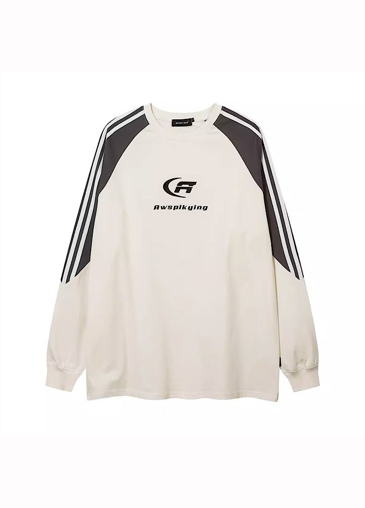 [W3]Sporty Color Balance Casual Long Sleeve T-Shirt WO0013