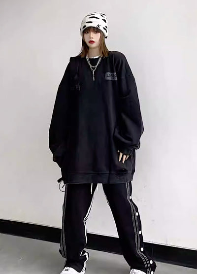 【W3】One point logo dull sumi cloth sweatshirt  WO0014