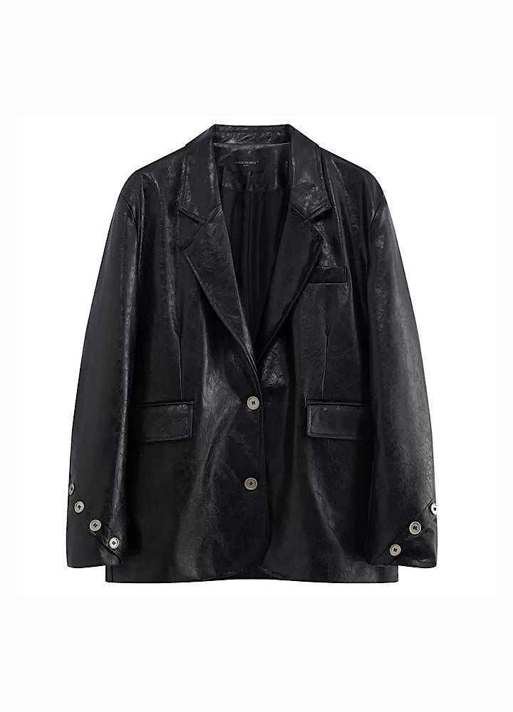 【OV】Quilted synthetic leather over jacket  OV0009