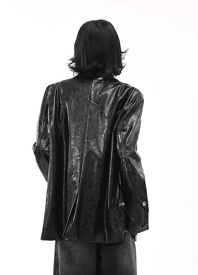【OV】Quilted synthetic leather over jacket  OV0009