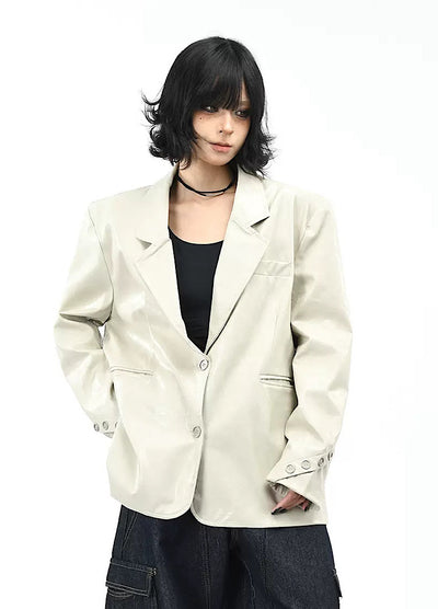 【OV】Quilted synthetic leather over jacket  OV0009