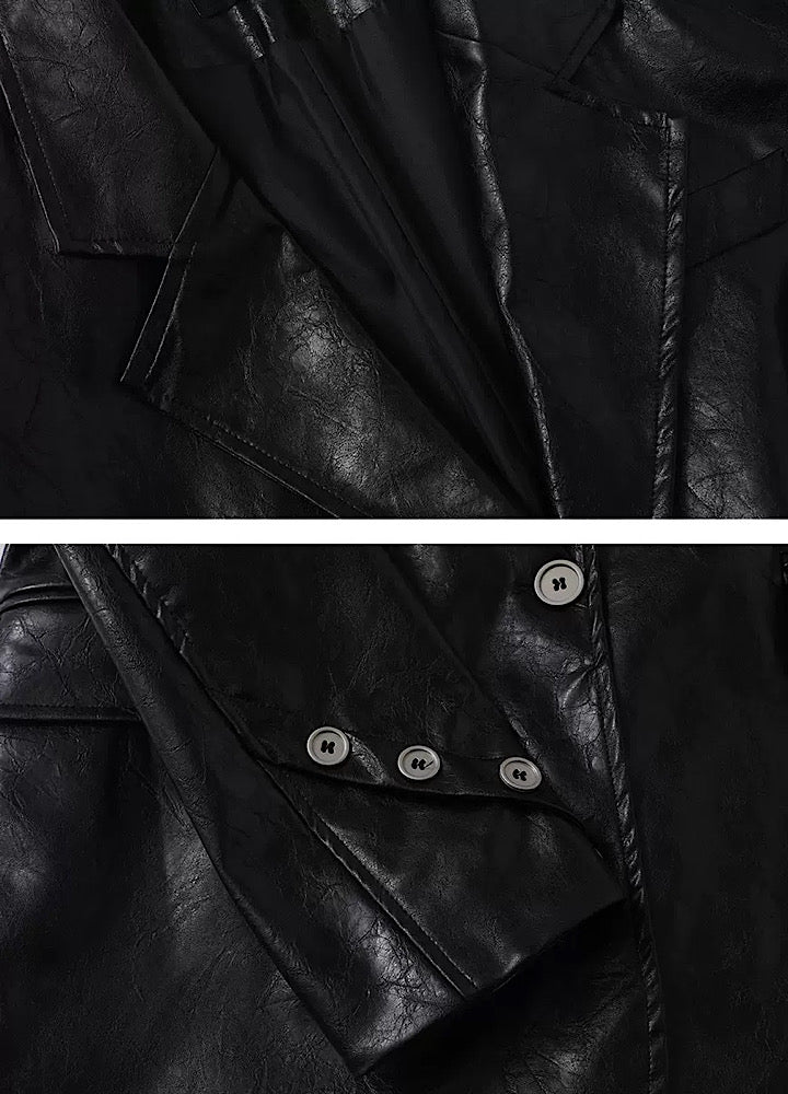 【OV】Quilted synthetic leather over jacket  OV0009
