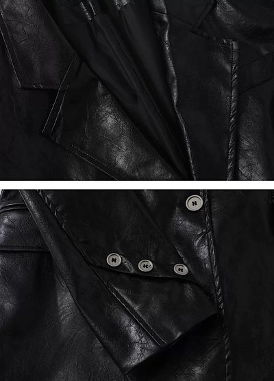 【OV】Quilted synthetic leather over jacket  OV0009