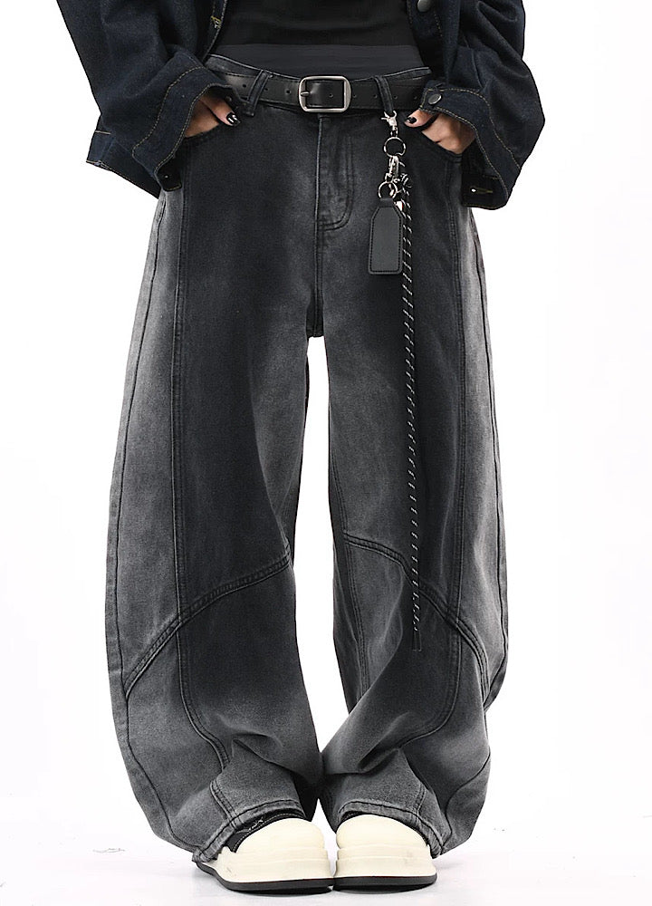 【OV】Overwashed Brain Wide Denim Pants  OV0010