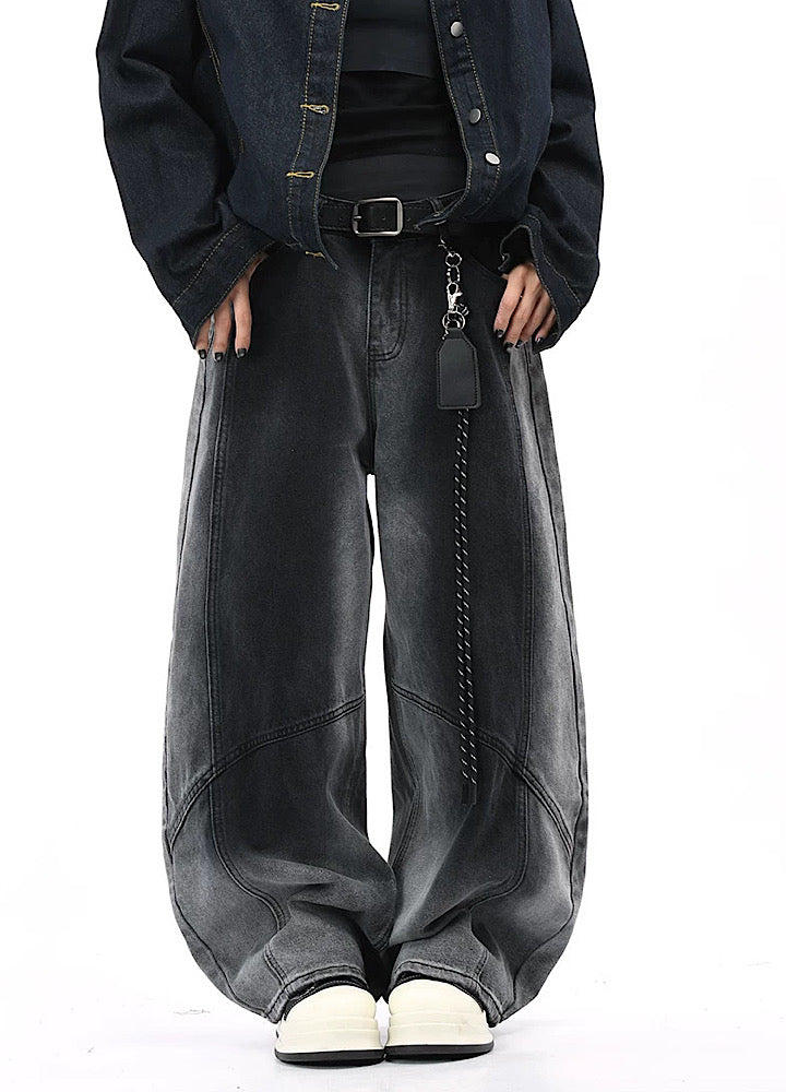 【OV】Overwashed Brain Wide Denim Pants  OV0010