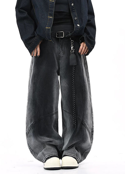 【OV】Overwashed Brain Wide Denim Pants  OV0010