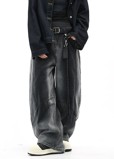 【OV】Overwashed Brain Wide Denim Pants  OV0010