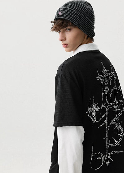 【MR nearly】Monotone Starlight Mode Casual Layered Long Sleeve Polo Shirt  MR0160