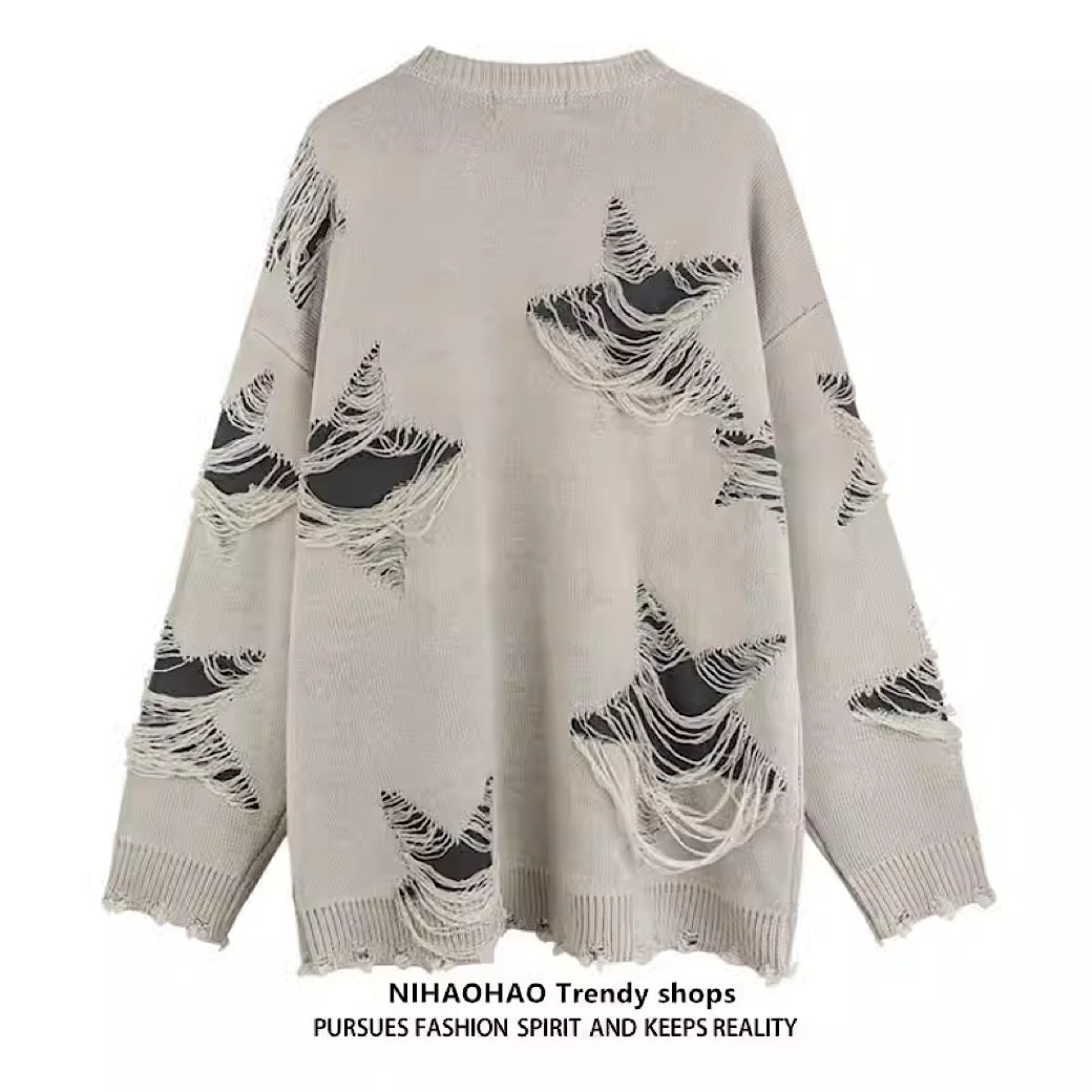 【NIHAOHAO】Point star damage spider web overknit  NH0057