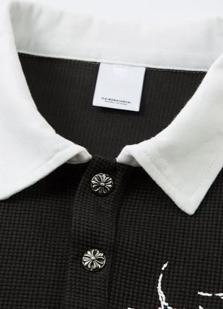 【MR nearly】Monotone Starlight Mode Casual Layered Long Sleeve Polo Shirt  MR0160