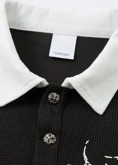 【MR nearly】Monotone Starlight Mode Casual Layered Long Sleeve Polo Shirt  MR0160
