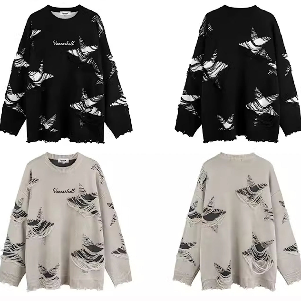 【NIHAOHAO】Point star damage spider web overknit  NH0057