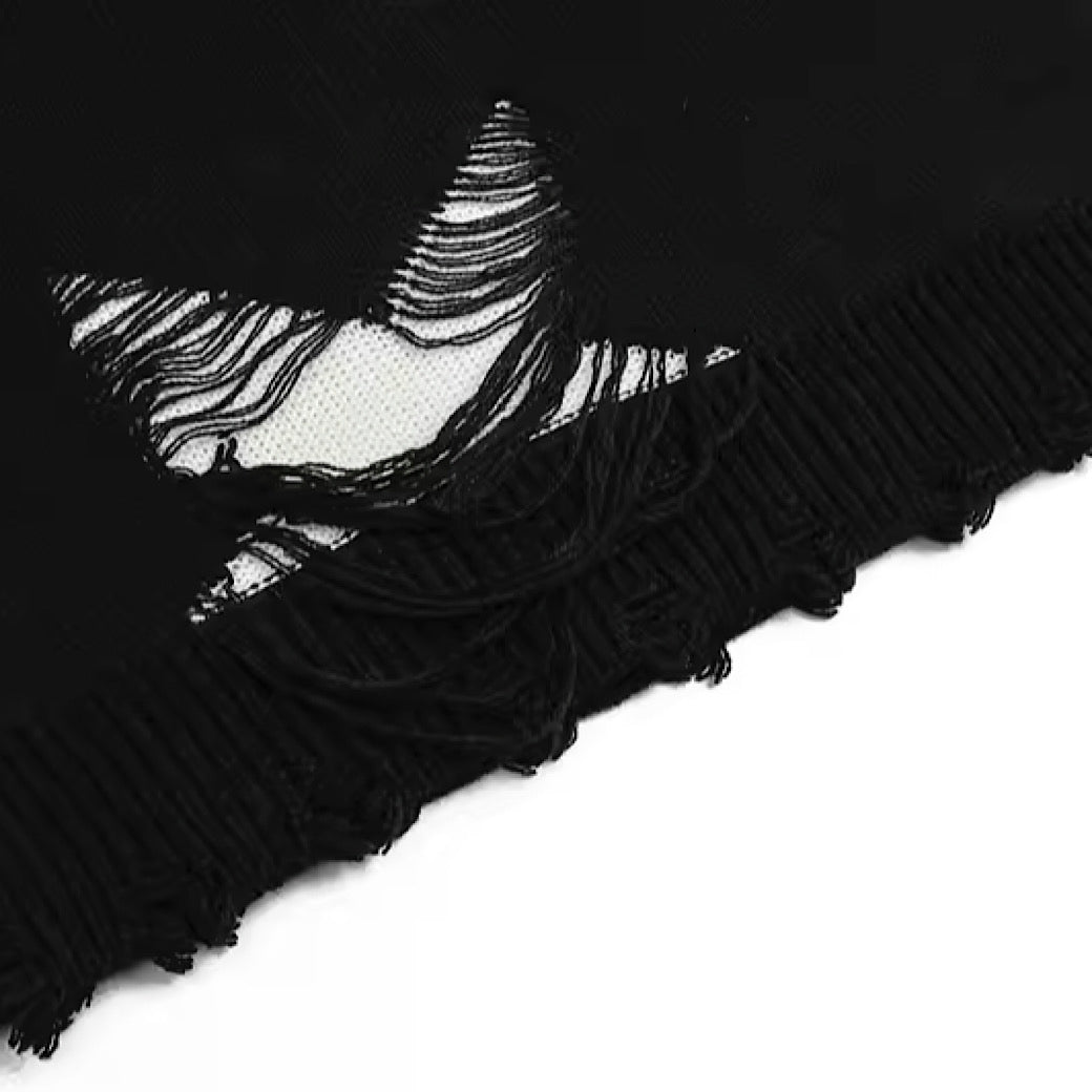 【NIHAOHAO】Point star damage spider web overknit  NH0057