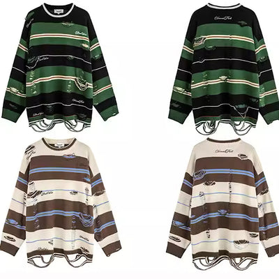 【NIHAOHAO】Fully remastered damaging border American casual knit  NH0058