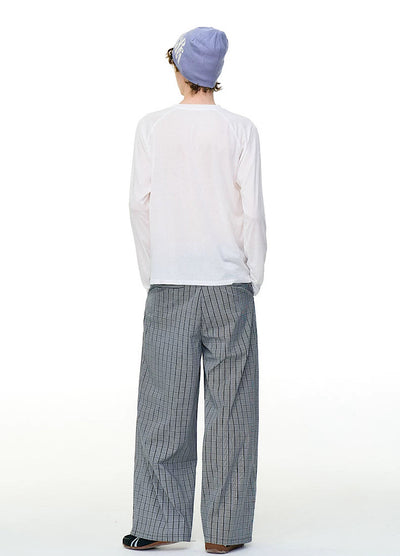 【MR nearly】Illustrated silhouette dark front design loose long sleeve T-shirt  MR0162
