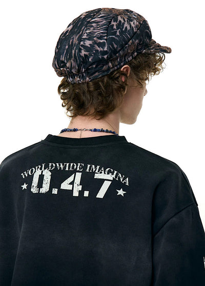 【MR nearly】Initial flame design monotone loose long sleeve T-shirt  MR0163